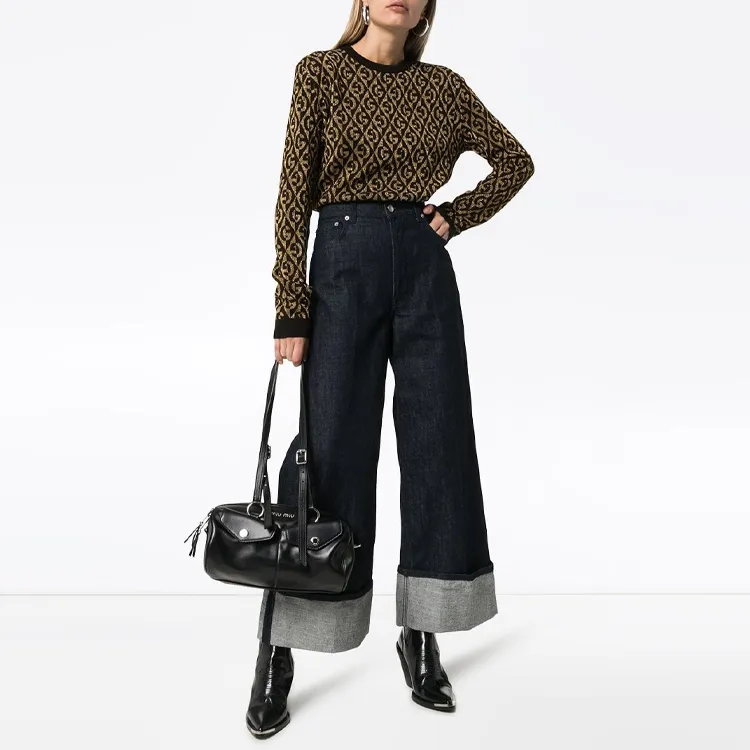 GUCCI Loose Fit Sweater Women's Black Gold Multicolor-3