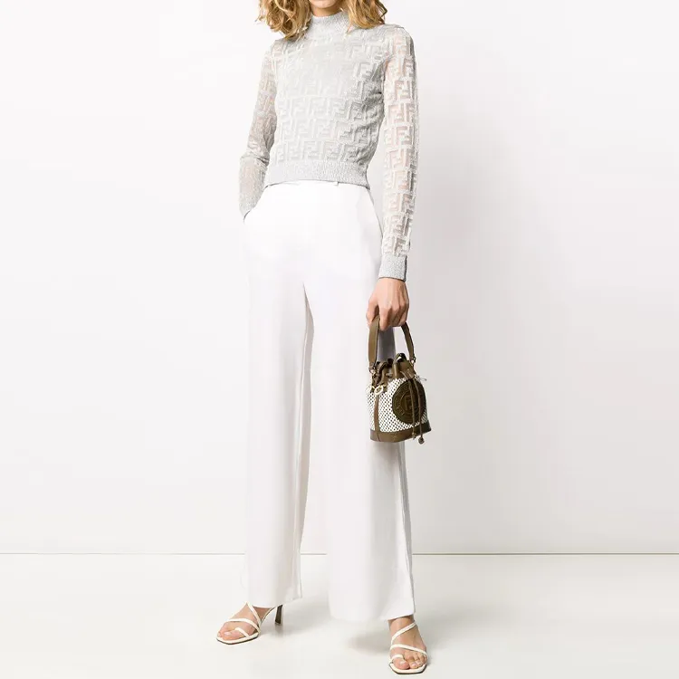 FENDI FW21 Slim Fit Sweater Women's Silver-1