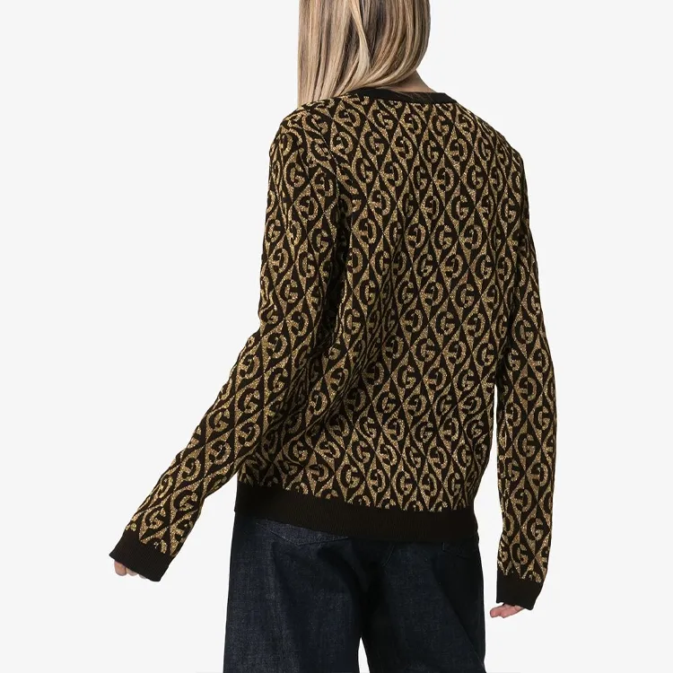 GUCCI Loose Fit Sweater Women's Black Gold Multicolor-5