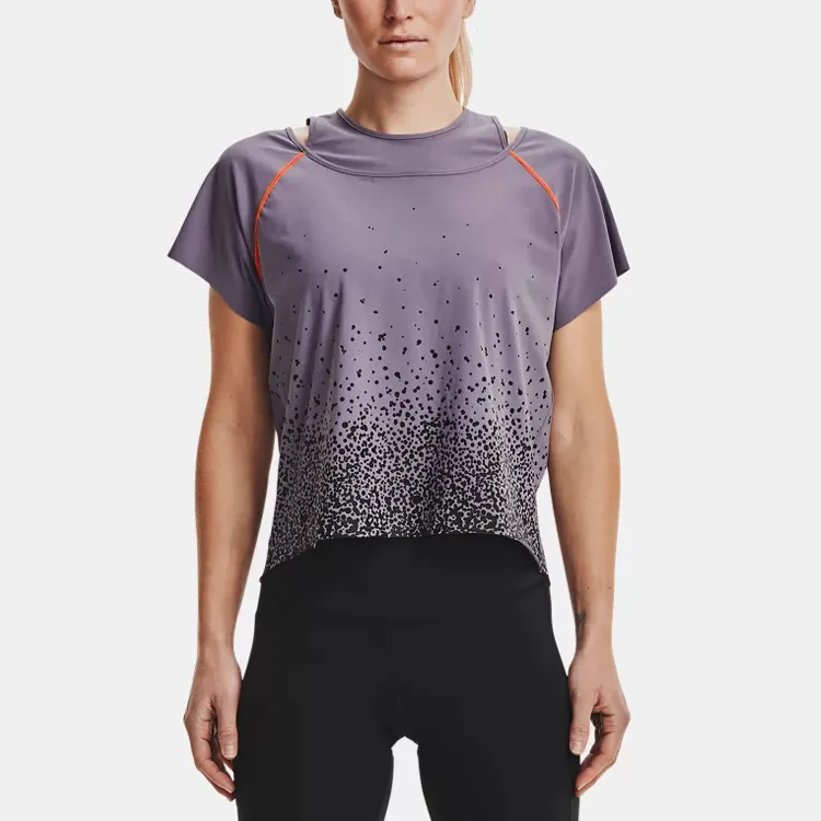 Under Armour Straight T Shirt Women's Gray Purple-3