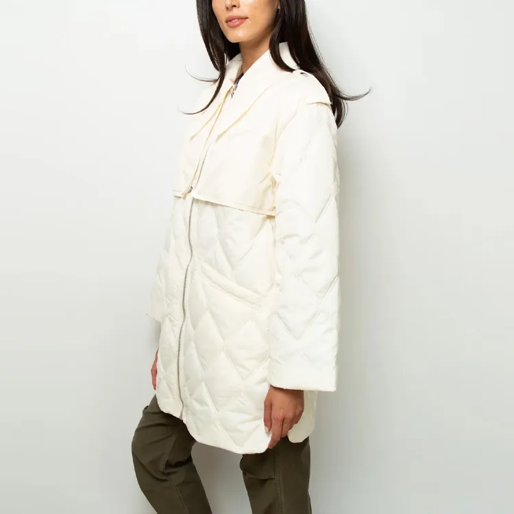GANNI Kalamata Quilt Midi Jacket 'Egret'-3