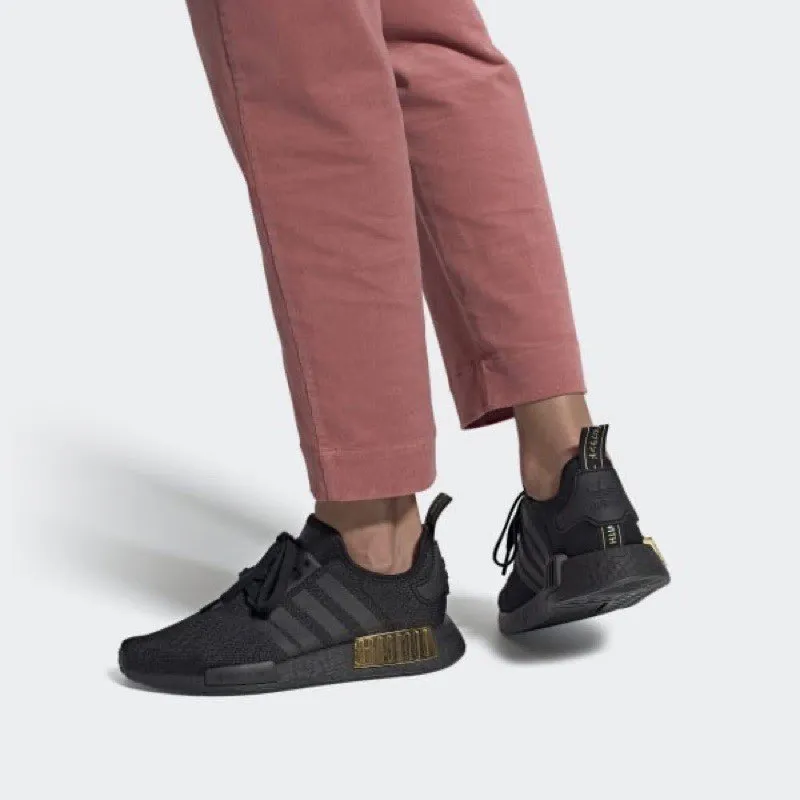 Adidas Nmd R1 Triple Black Gold Metallic Women's-6