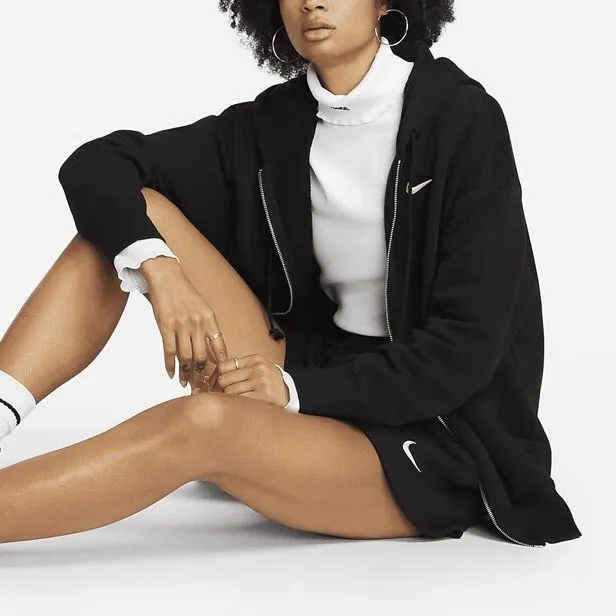 Nike Women's Phoenix Fleece Oversized Full Zip Hoodie Black-3
