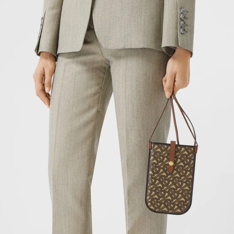 Burberry Monogram Print E Canvas Card And Phone Case With Strap Bridle Brown-6