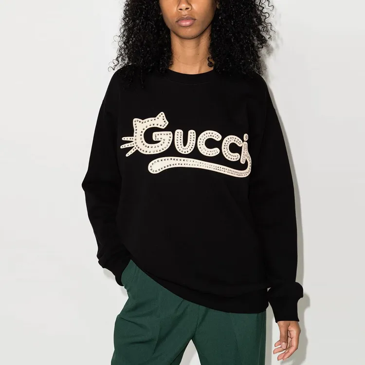 GUCCI 2010s Logo appliqué Cotton Sweatshirt-4