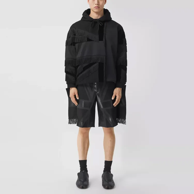 Burberry Flag Intarsia Panelled Cotton And Velvet Hoodie-1