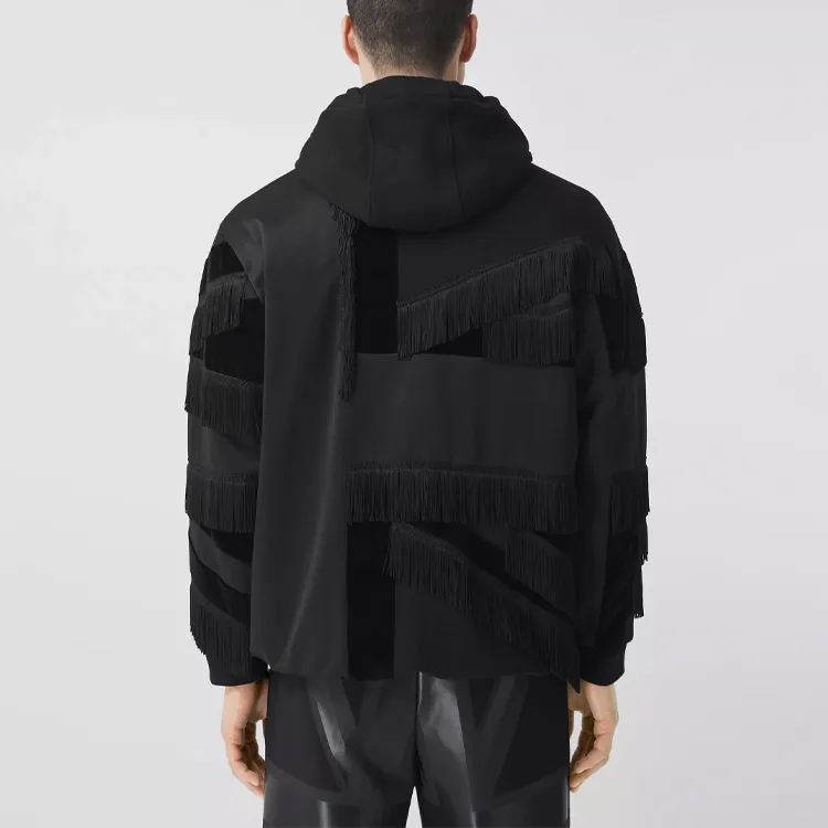 Burberry Flag Intarsia Panelled Cotton And Velvet Hoodie-3