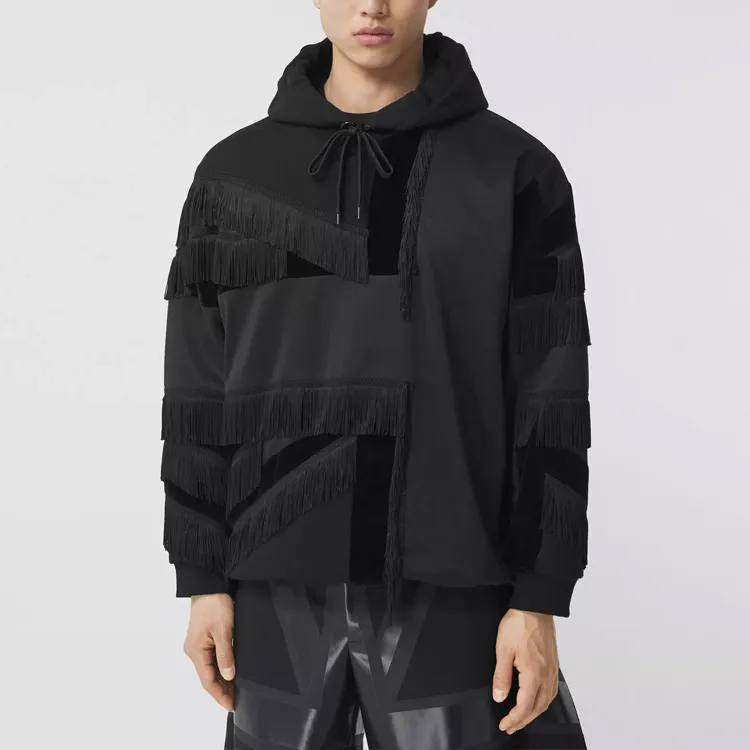 Burberry Flag Intarsia Panelled Cotton And Velvet Hoodie-2