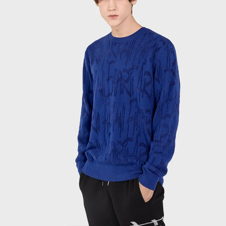 EMPORIO ARMANI FW21 Loose Fit Knitwear Men's Blue-3