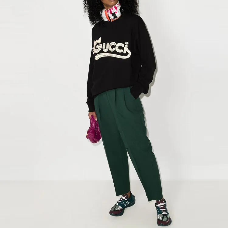 GUCCI 2010s Logo appliqué Cotton Sweatshirt-3