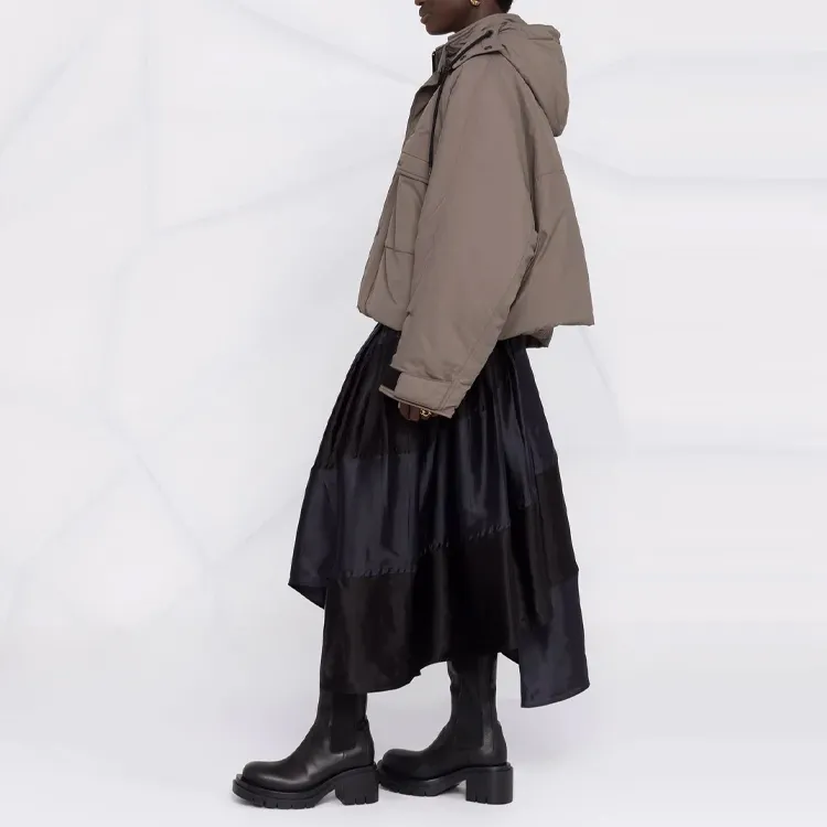Balenciaga Women's Flap Pocket Logo Nylon Parka Jacket Khaki-3