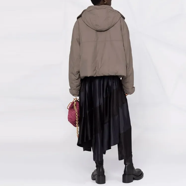 Balenciaga Women's Flap Pocket Logo Nylon Parka Jacket Khaki-2