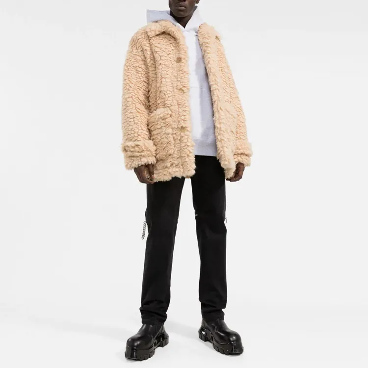 PALM ANGELS Faux shearling Single breasted Short Coat-1