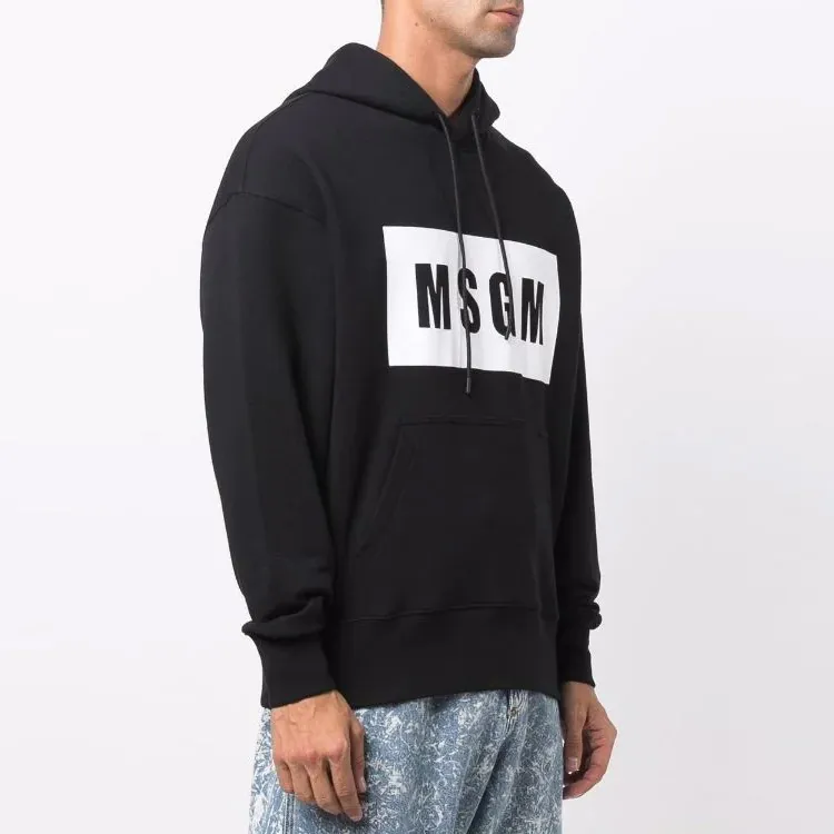 MSGM Logo Printed Drawstring Hoodie-2