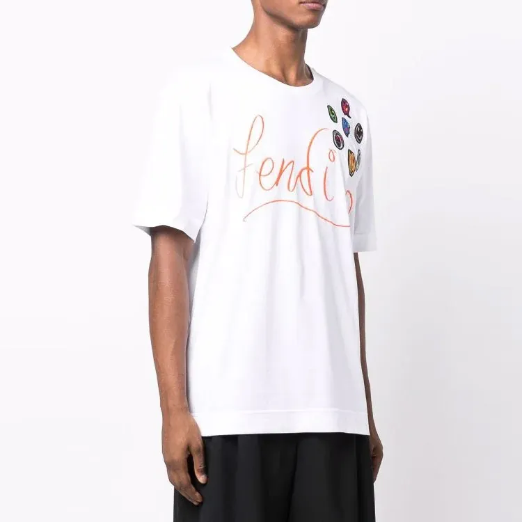FENDI T Shirts Men White-3
