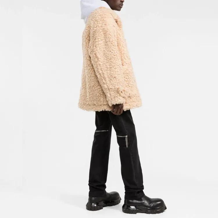 PALM ANGELS Faux shearling Single breasted Short Coat-2