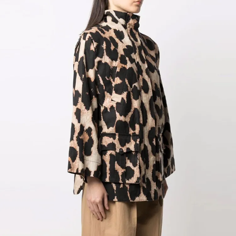 GANNI Linen Canvas Jacket 'Leopard'-3