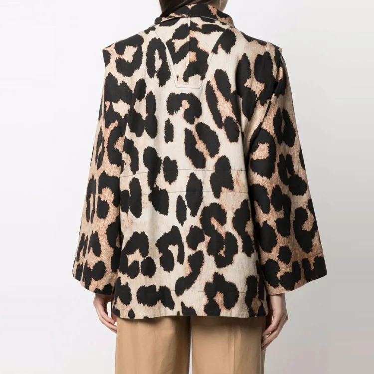 GANNI Linen Canvas Jacket 'Leopard'-2