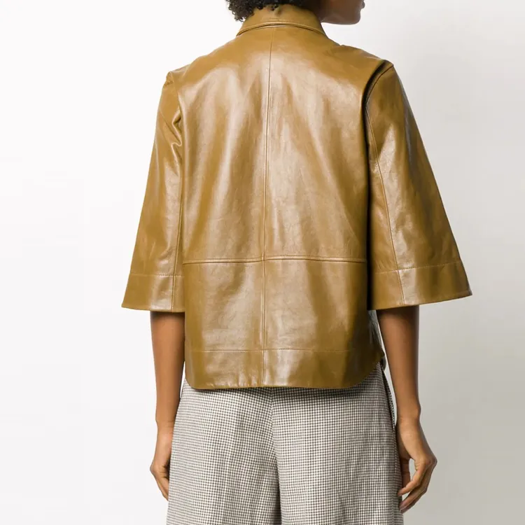 GANNI Leather Jackets Women's Yellow-2