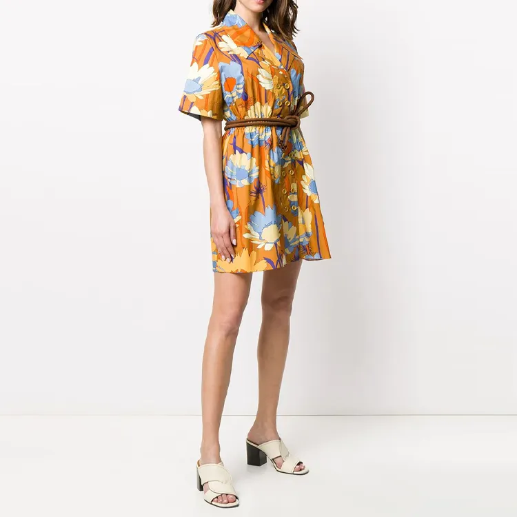 FENDI Short-Sleeved Dresses Women's Yellow-3