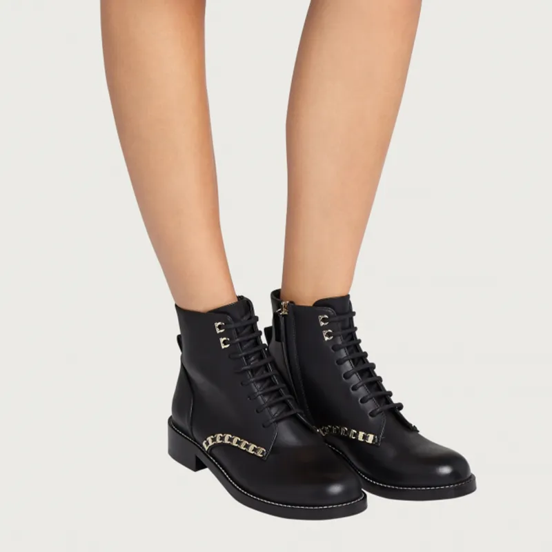 Ferragamo Vara Martin Boots Women's High Top Black-4
