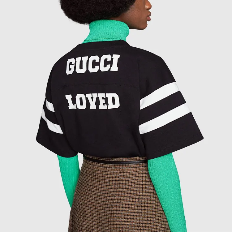 GUCCI 1921 SS21 Crew Neck Loose Fit Straight Short Sleeved T Shirt Women's Black-4