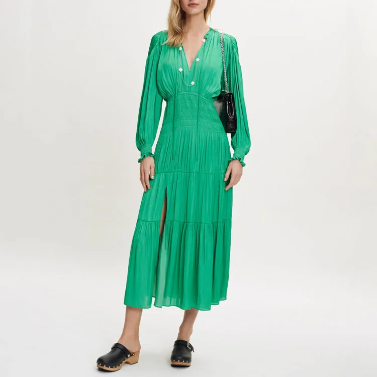 Maje Long Sleeved Dresses Women's Green-1