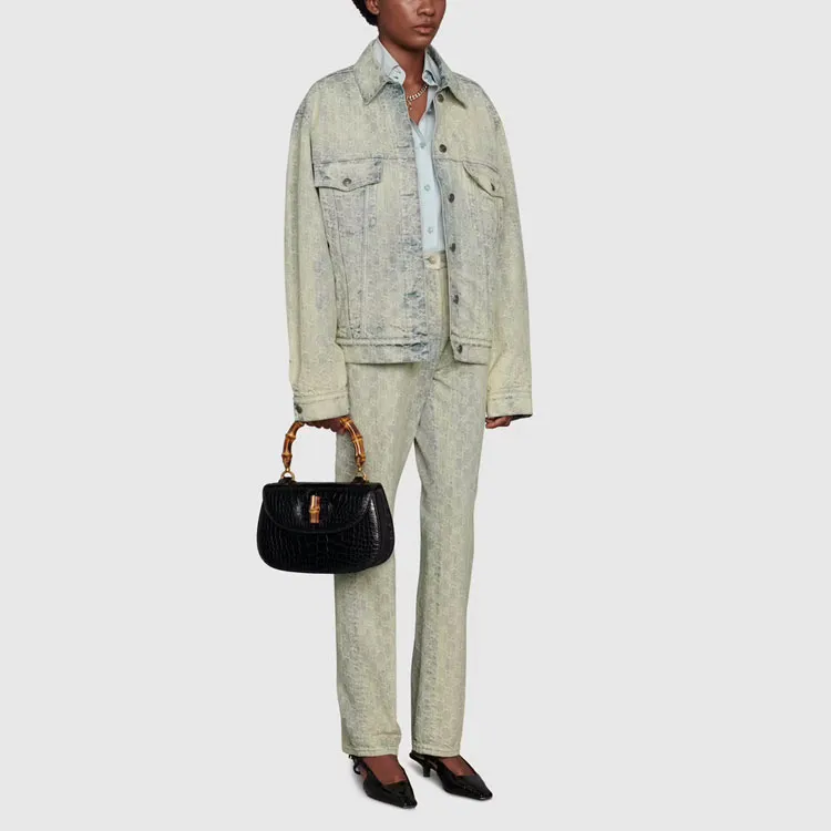 GUCCI Gg Jacquard Denim Straight leg Jeans-1