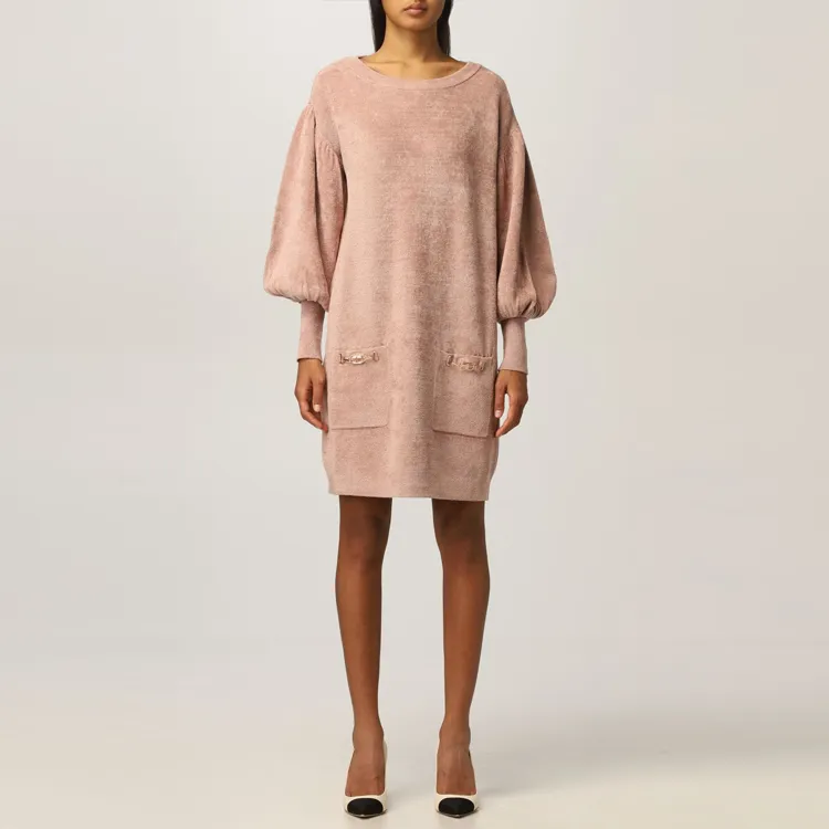 Elisabetta Franchi Long Sleeved Dress Women's Flesh Pink-1