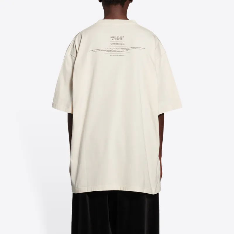 Balenciaga FW21 Drop Shoulder Sleeve T Shirt Women's Beige-3