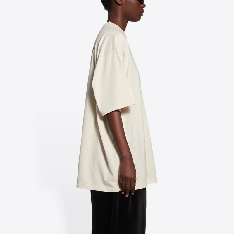 Balenciaga FW21 Drop Shoulder Sleeve T Shirt Women's Beige-4