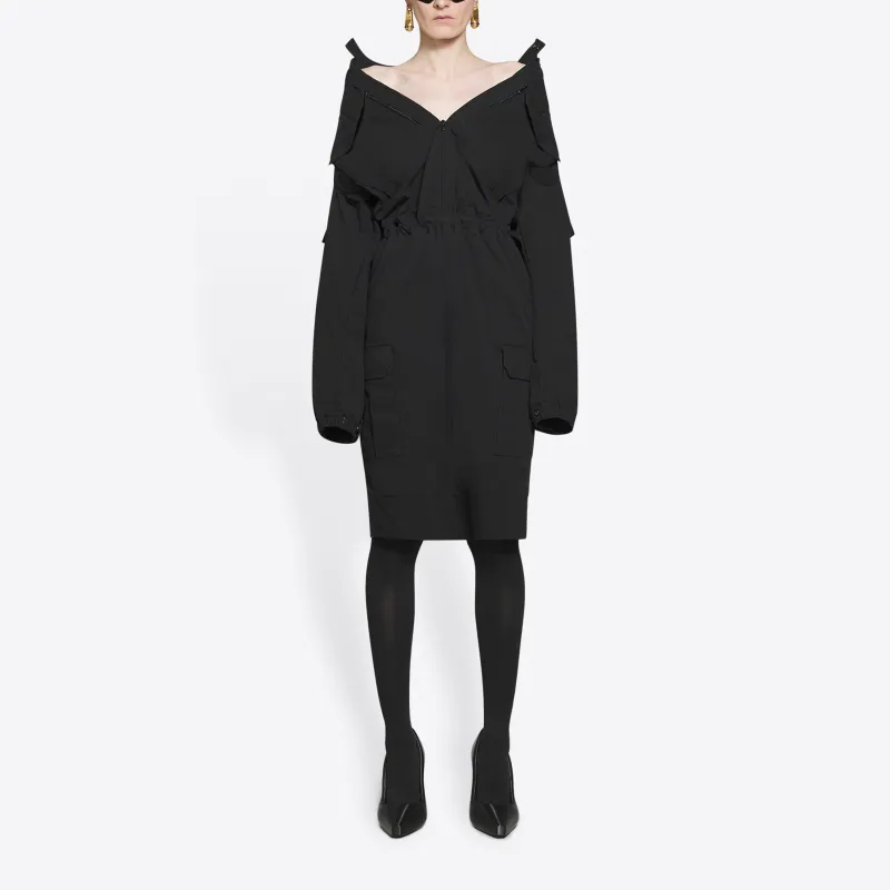 Balenciaga Off shoulder Cargo Midi Dress-3