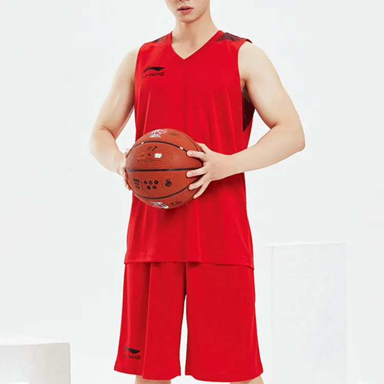 LiNing Basketball Collection Basketball Suit Men's Red-2