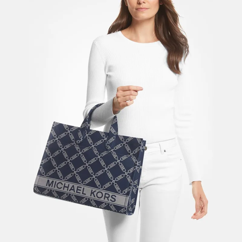 MICHAEL KORS Gigi Fabric Tote Bag, Shopping Bag, Shoulder Bag, Handbag Tubas Unisex Marine Blue-6