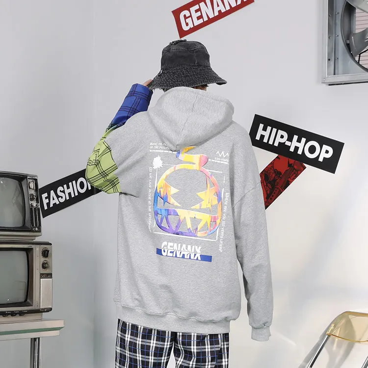 GENANX Hooded Loose Fit Regular Sweatshirt Unisex Heather Gray-2