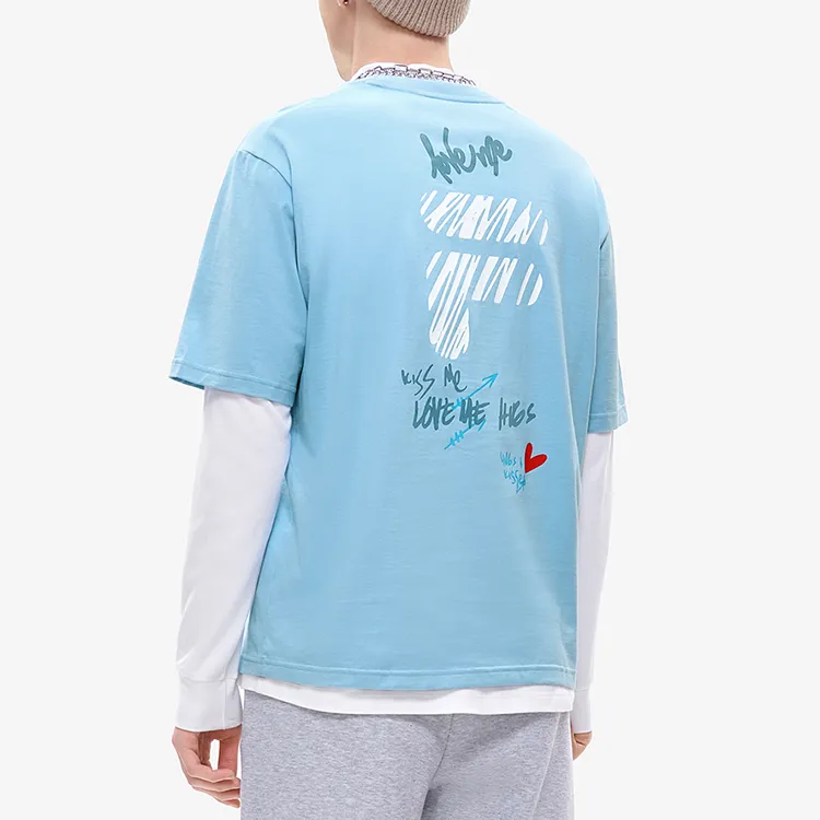 FILA FUSION Drop Shoulder Sleeve T-Shirt Unisex Blue Hyacinth-3