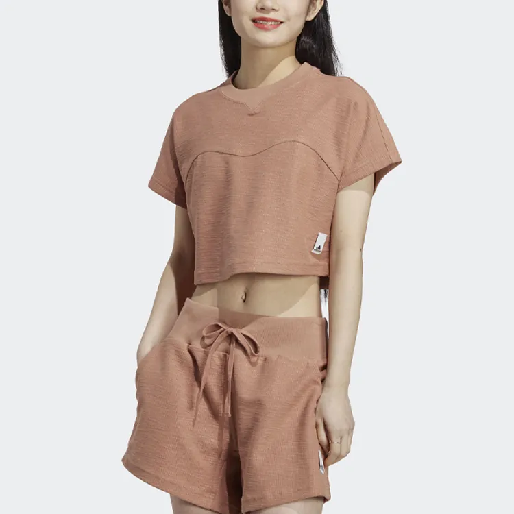 Adidas Lounge Crop Tops Women's Orange-1