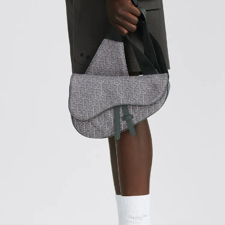 DIOR OBLIQUESaddle Fabric Saddle Bag Shoulder Bag Crossbody Bag Men's Metal Gray-5