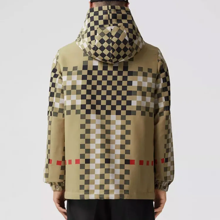 Burberry Pixel Check Hooded Drawstring Jacket-5