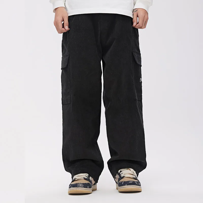 F426 Straight Casual Pants Unisex Black-2