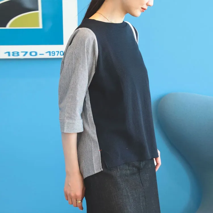 Beams T Shirts Women's Marine Blue-4