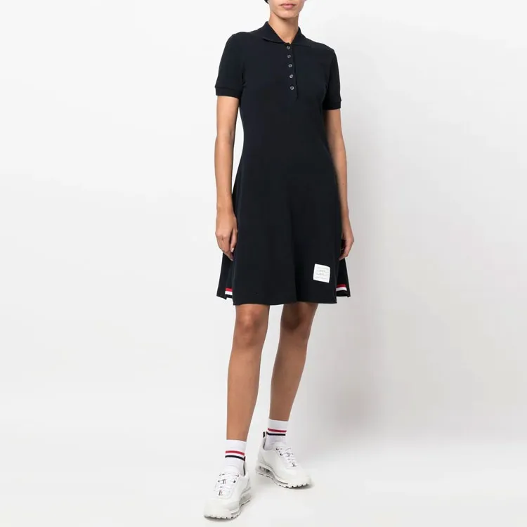 THOM BROWNE· Short Sleeved Dress Summer Women's Marine Blue-1