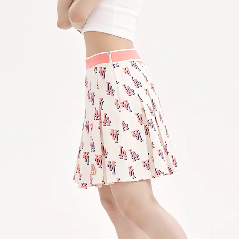 MLB Los Angeles Dodgers Casual Short Skirts Women's Cream-4
