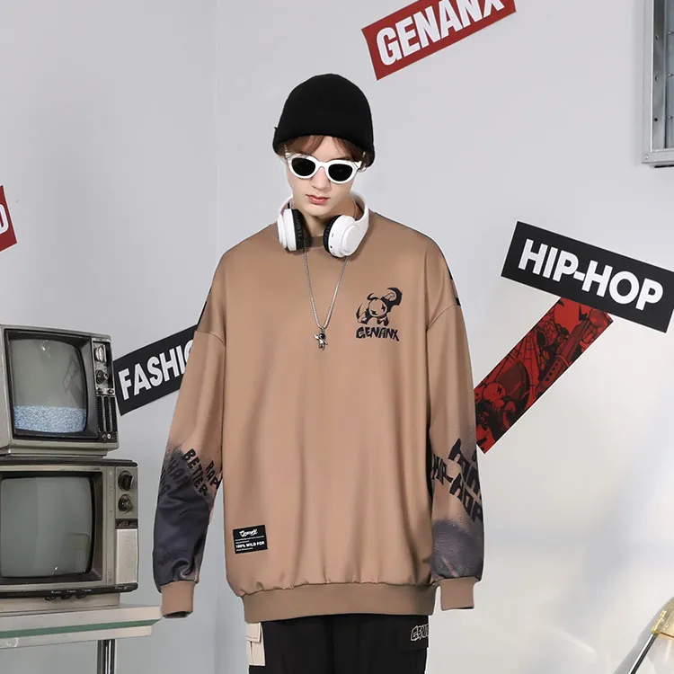 GENANX Crew Neck Loose Fit Sweatshirt Fall Spring Unisex-7