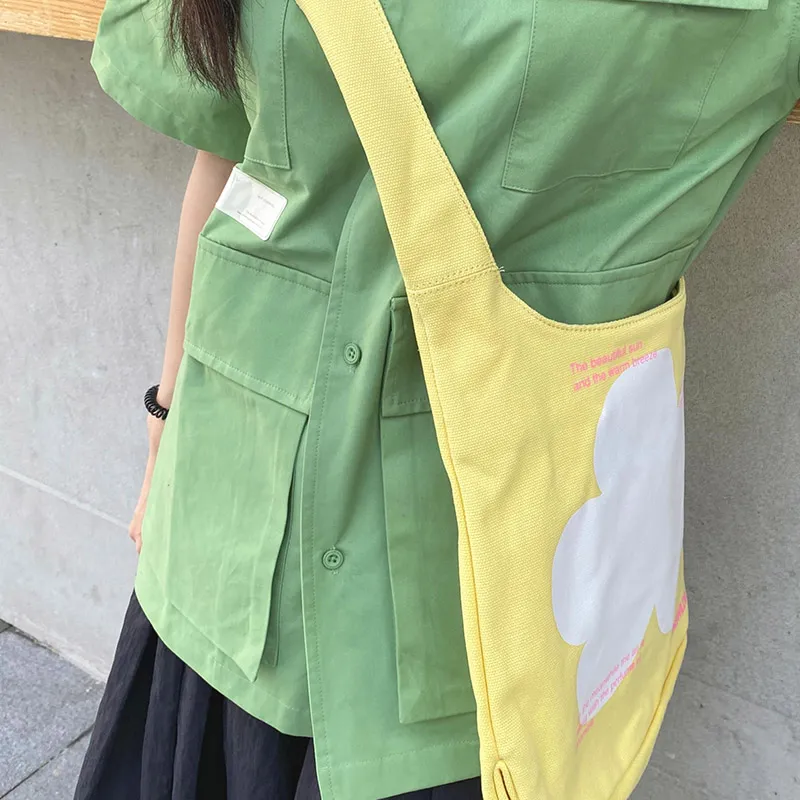 ROARINGWILD Twill Shoulder Bag, Crossbody Bag Unisex Light Yellow-5