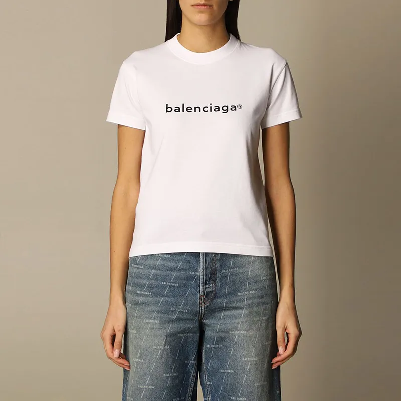 Balenciaga Women'ss New Copyright Small Fit T shirt White-2