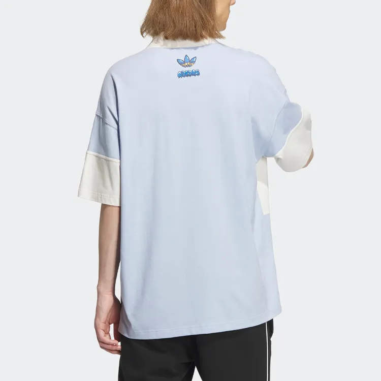 Adidas Originals Monkey Kingdom SS23 Polo Shirt Men's Light Pink Blue-2