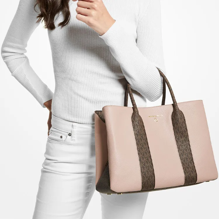 MICHAEL KORS Austin Leather Trim Handbag Shoulder Bag Crossbody Bag Large Size Women's Soft Pink-3
