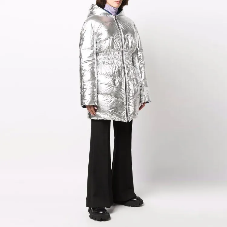 Ferragamo Puffer Jackets Women's Silver-3