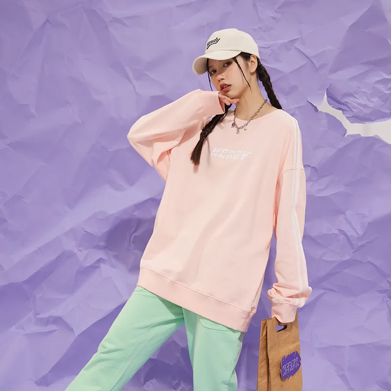 NERDY SS22 Crew Neck Loose Fit Sweatshirt Unisex Orange Pink-5